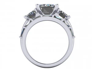 Three Stone Diamond Ring R2 3D Print Model
