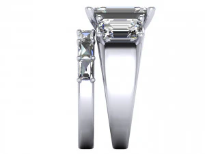 Three Stone Diamond Ring R2 3D Print Model