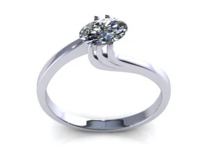oval diamond twife ring 3D Model