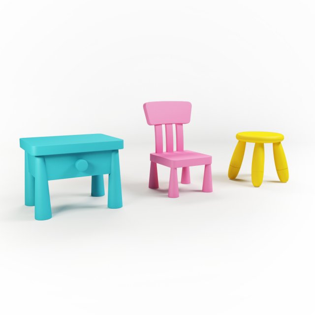 kids chairs Modelo 3D .c4d .max .obj .3ds .fbx .stl .blend 