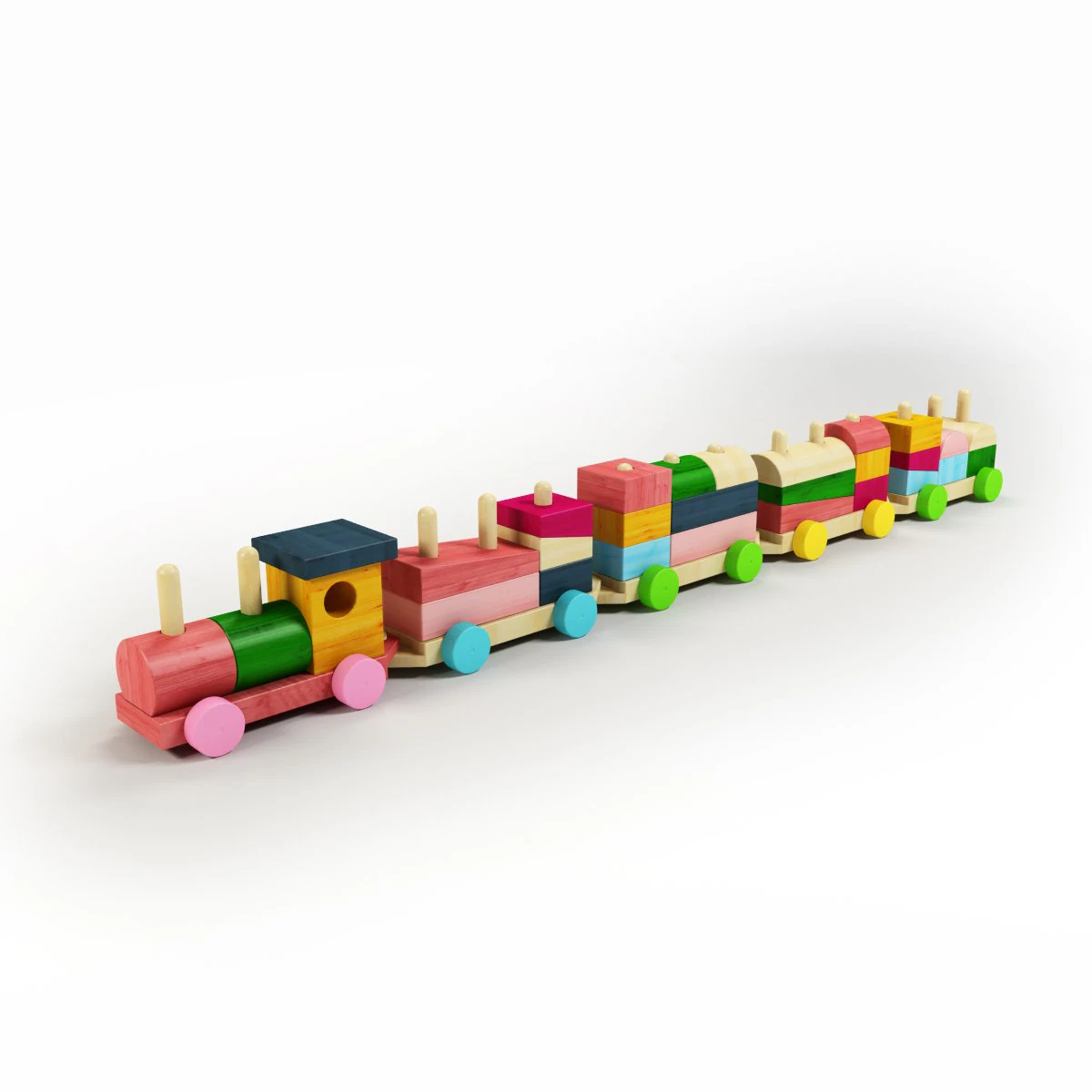 toy wood train 3D Model .c4d .max .obj .3ds .fbx .stl .blend