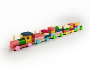 toy wood train Modèle 3D