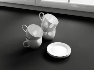 convexe vormen keukendecoratie kopjes 3D Model