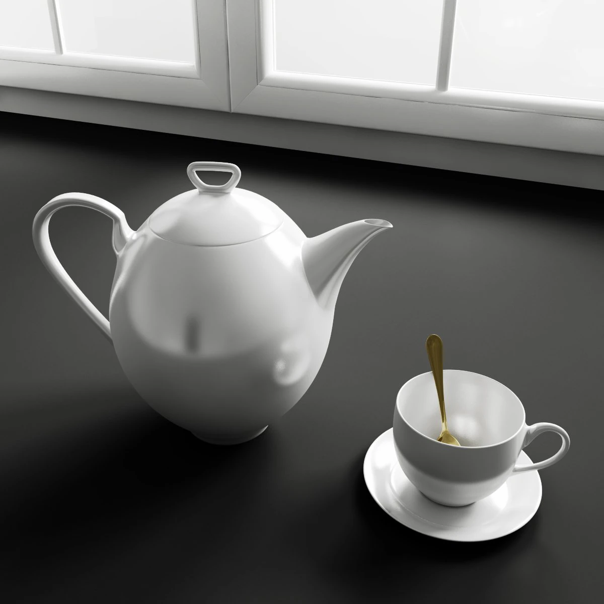 convex kitchen decorations porcelain kettle 3D Model .c4d .max .obj .3ds .fbx .stl .blend