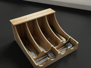 scatola per posate con decorazioni da cucina a forma convessa Modello 3D