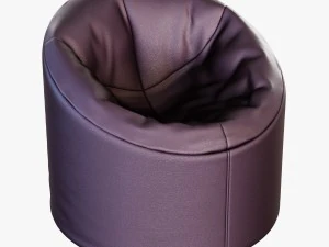 puf de piel sint&eacute;tica marr&oacute;n suave Modelo 3D