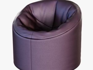 soft brown faux leather pouf 3D Model