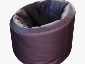 soft brown faux leather pouf 3D Model