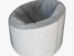 soft brown faux leather pouf 3D Model