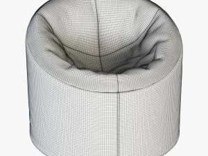 soft brown faux leather pouf 3D Model