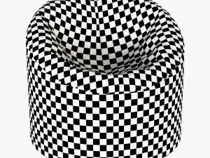 soft brown faux leather pouf 3D Model