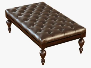 carroll leather bench ottoman 3D Model