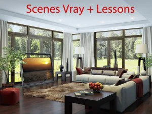 living room v-ray interior scene 3D Model