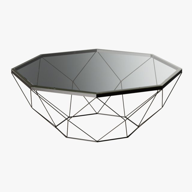 geometric antique brass coffee table with glass to 3D Модель .c4d .max .obj .3ds .fbx .stl .blend 