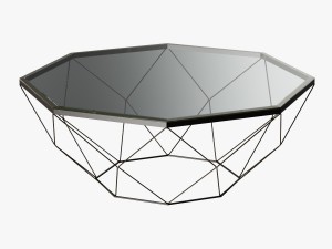 geometric antique brass coffee table with glass to Modelo 3D