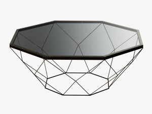 geometric antique brass coffee table with glass to 3D Модель