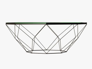 geometric antique brass coffee table with glass to 3D Модель