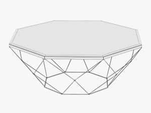 geometric antique brass coffee table with glass to 3D Модель