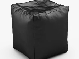 pufe cubo couro sintético preto Modelo 3D