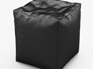 cube bean bag faux leather black 3D Model