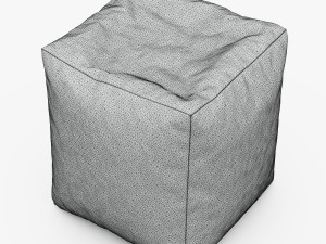 cube bean bag faux leather black 3D Model