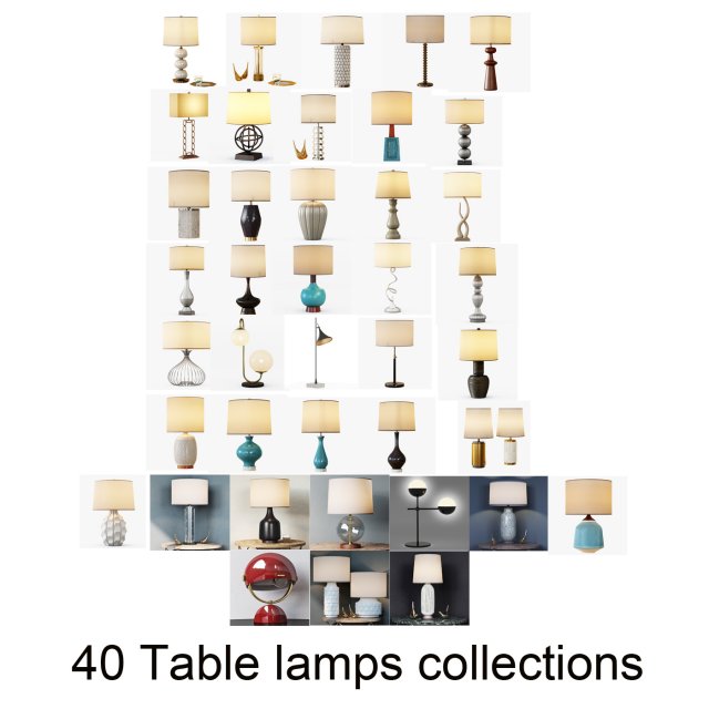 photo realistic table lamp collection Modelo 3D .c4d .max .obj .3ds .fbx .stl .blend 