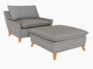 west elm bliss down filled chair and a half Modèle 3D