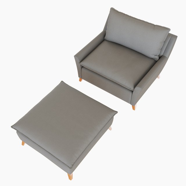 west elm bliss down filled chair and a half Model 3D in Krzes o