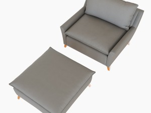 west elm bliss down filled chair and a half 3D मॉडल