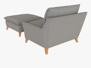 west elm bliss down filled chair and a half 3D मॉडल