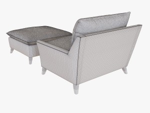 west elm bliss down filled chair and a half 3D मॉडल