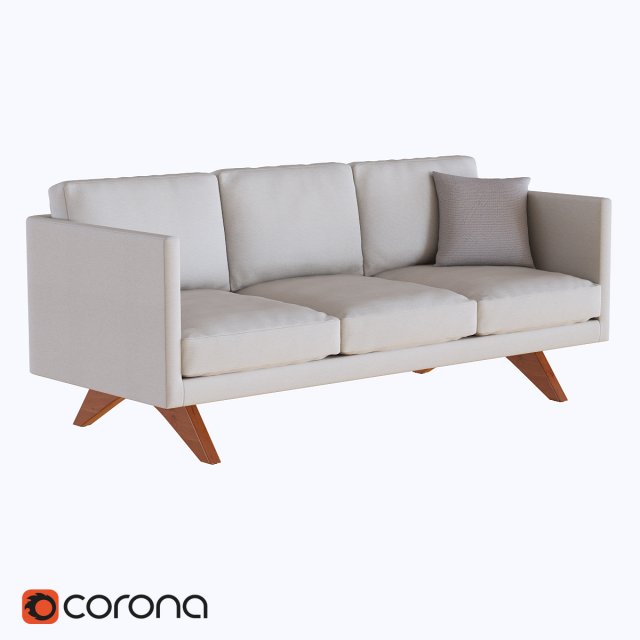 west elm brooklyn upholstered sofa 3D Модель .c4d .max .obj .3ds .fbx .stl .blend 