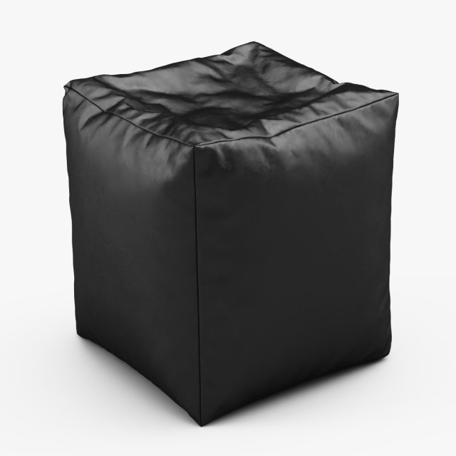 cube bean bag faux leather black 3D Модель .c4d .max .obj .3ds .fbx .stl .blend 