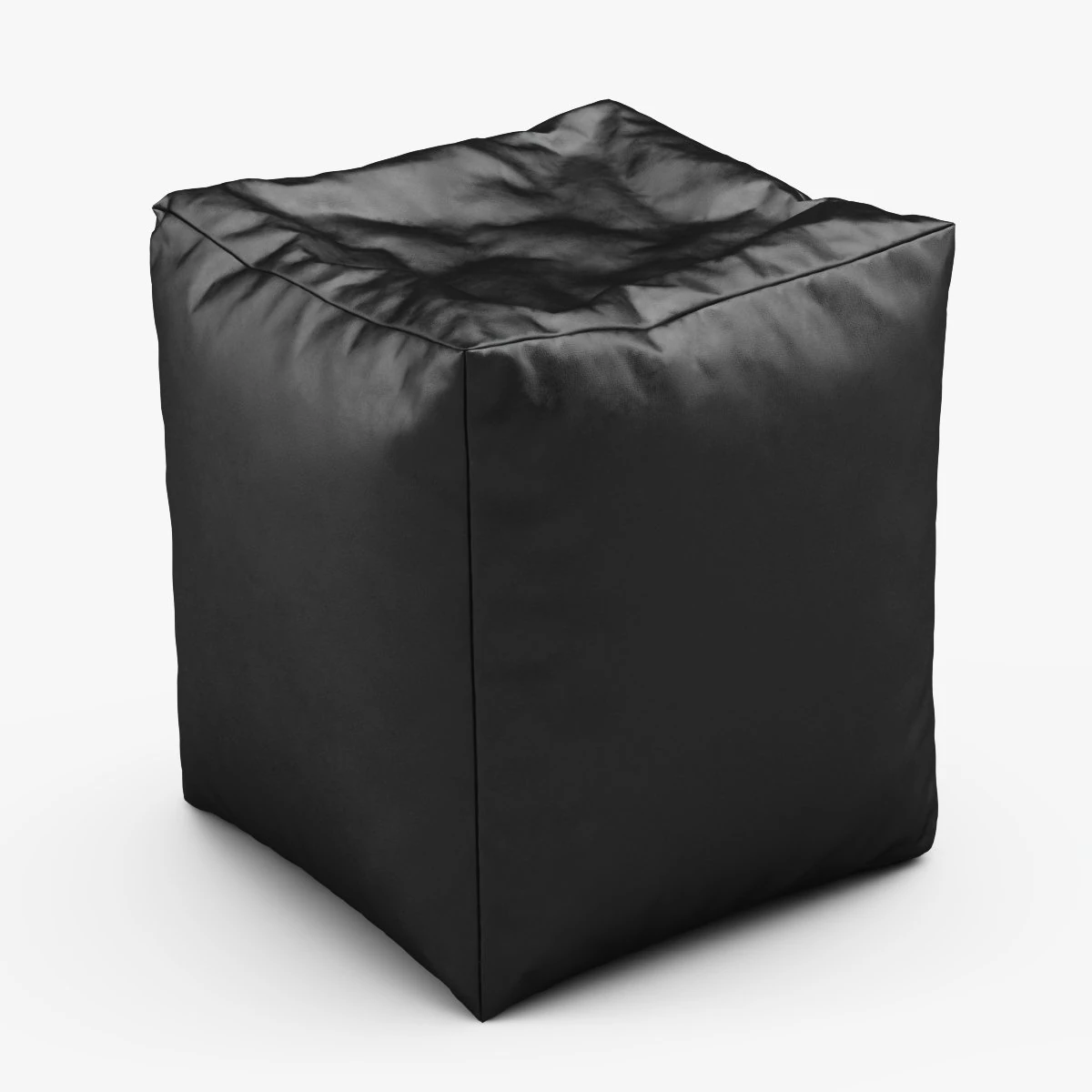 cube bean bag faux leather black 3D Model .c4d .max .obj .3ds .fbx .stl .blend