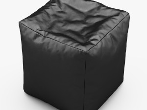 cube bean bag faux leather black 3D Модель