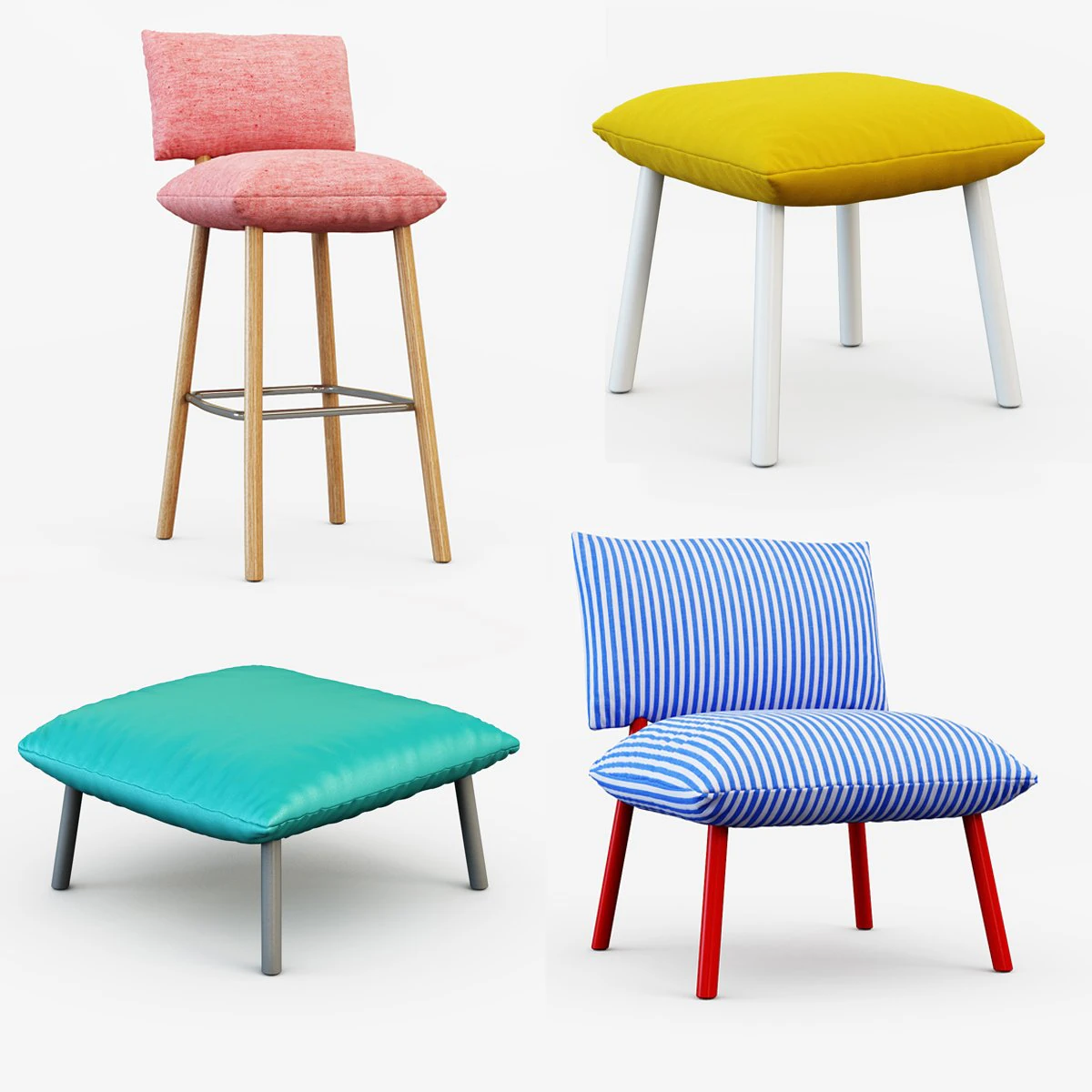 four models accademia factory 3D Model .c4d .max .obj .3ds .fbx .stl .blend 