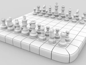 chess pieces  chessboard  wood 3D Model