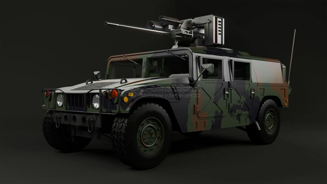 hummer with m242 bushmaster 3D Model .c4d .max .obj .3ds .fbx .stl .blend