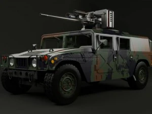 m242 bushmaster를 장착한 허머 3D 모델