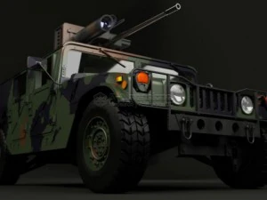 hummer with m242 bushmaster 3D Model