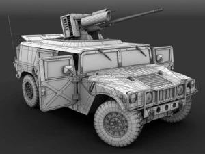 hummer with m242 bushmaster 3D Model