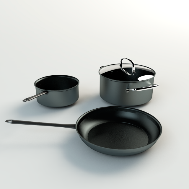 set of pans 3Dモデル .c4d .max .obj .3ds .fbx .stl .blend 