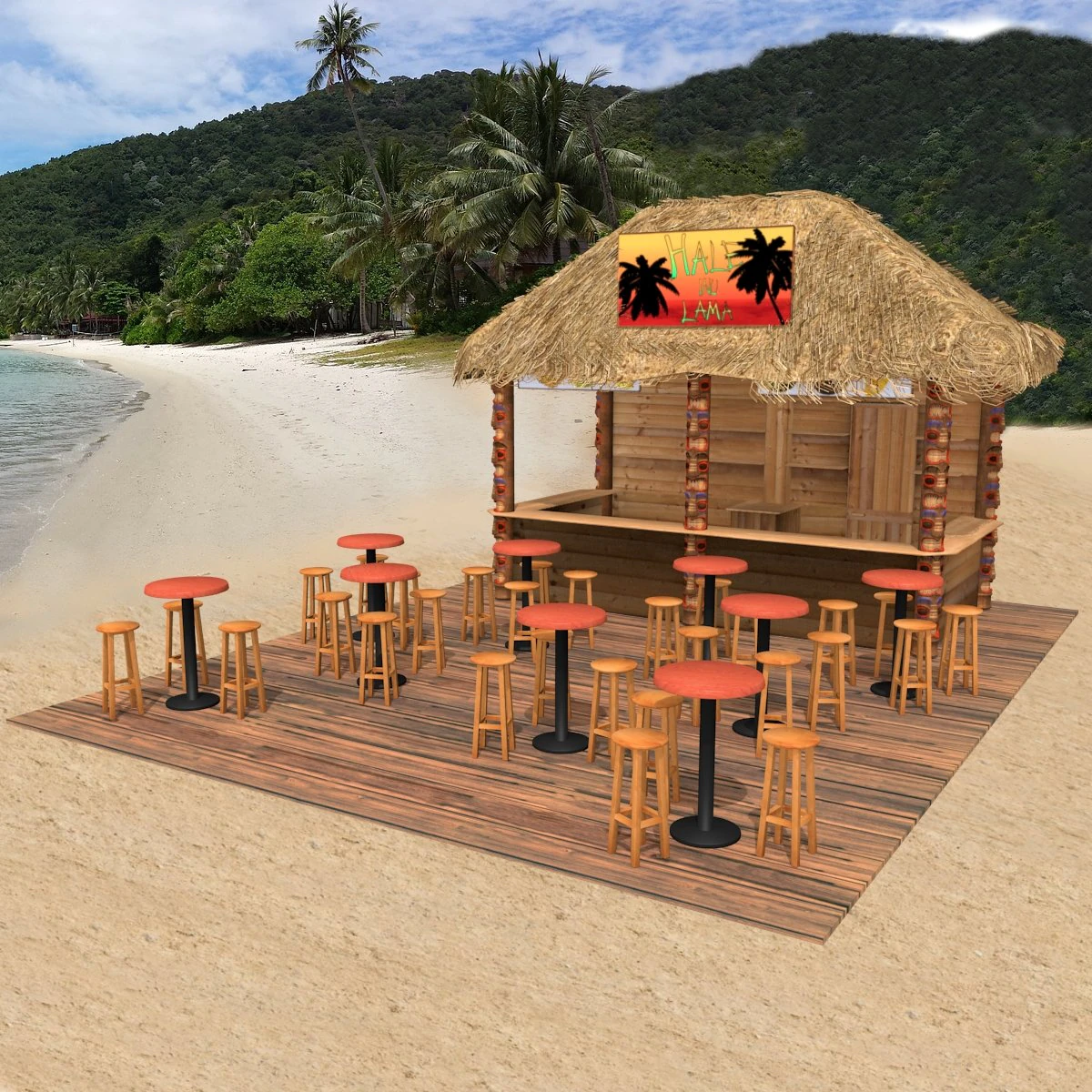 kiosk on the beach 3D Model .c4d .max .obj .3ds .fbx .stl .blend 