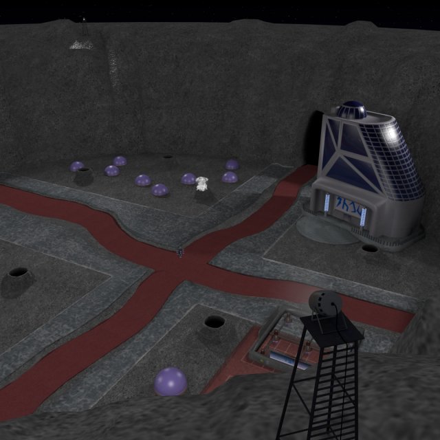 space city in a crater Modelo 3D .c4d .max .obj .3ds .fbx .stl .blend 