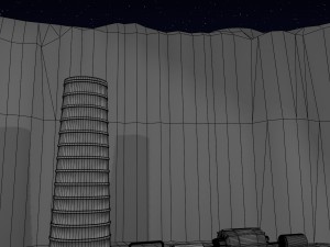 space city in a crater Modelo 3D