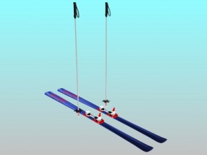 skis and pole 3D Model