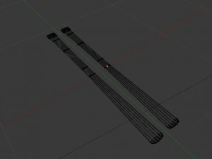 Ski und Stock 3D Modell