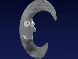 cartoon style moon 3D Model