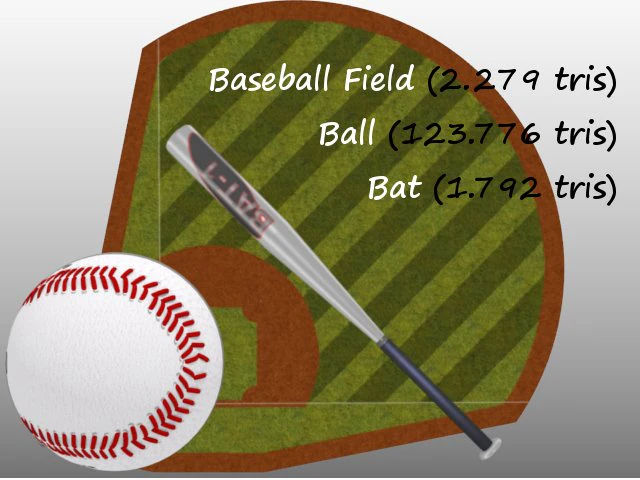 baseball field bat and ball 3D Model .c4d .max .obj .3ds .fbx .stl .blend