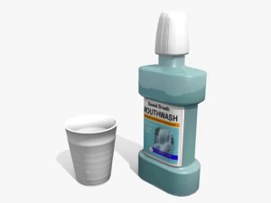 mouthwash and plastic cup 3D Model